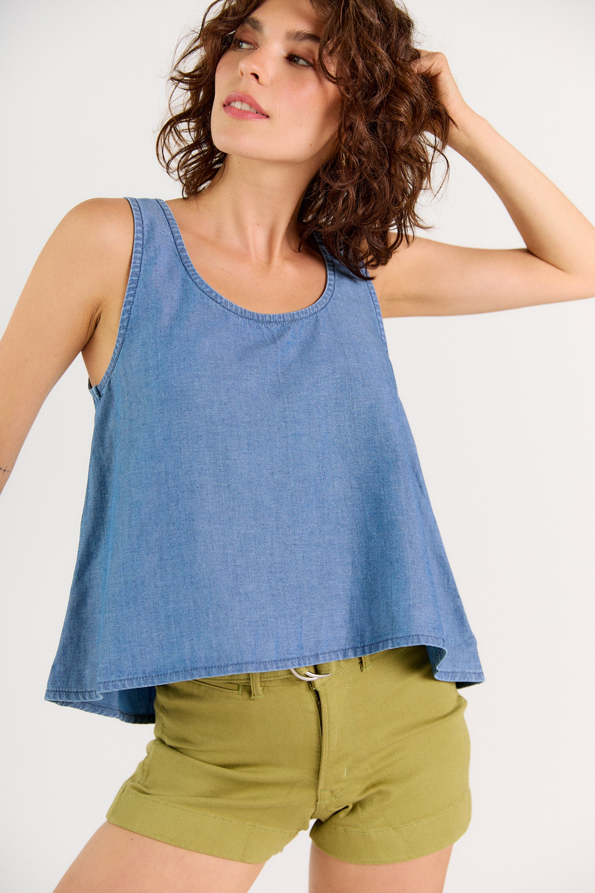 Wabi Sabi Crop Tank - Medium Wash