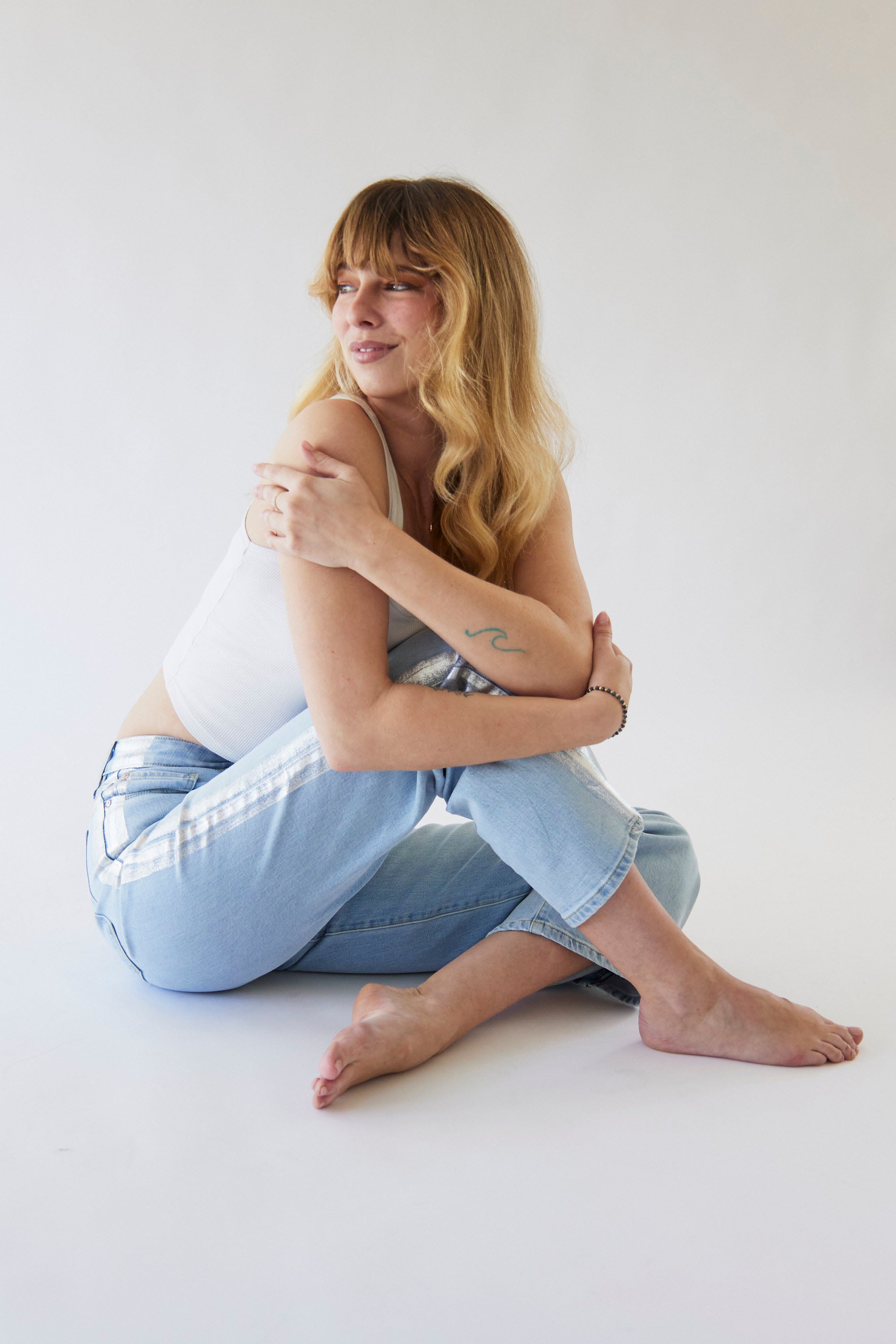 Rebel Wide Leg In Noa Wash w/ Silver Tuxedo Stripe