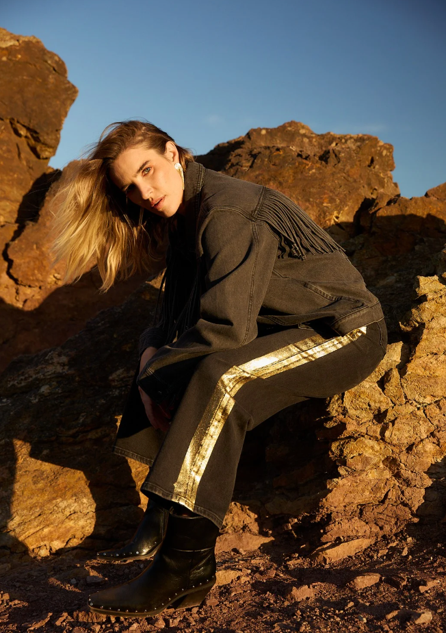 Black Denim Fringe Jacket