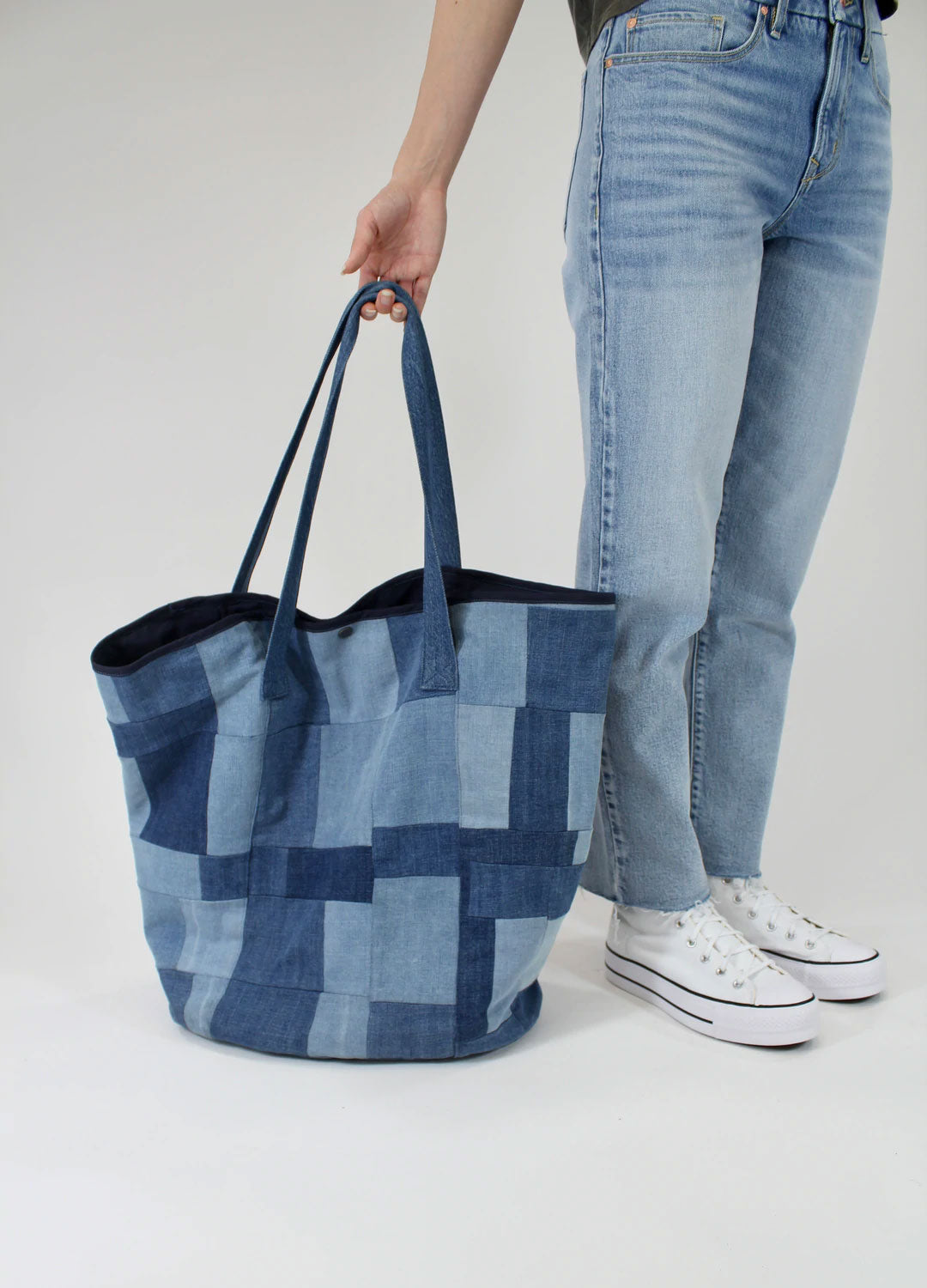 Porter Blue Apparel Sustainable Denim Patchwork Tote Bag