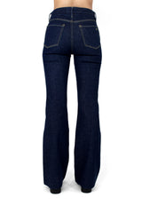 Porter Blue Apparel ethically made denim Wanderer Flare in Rinse jeans - Back View