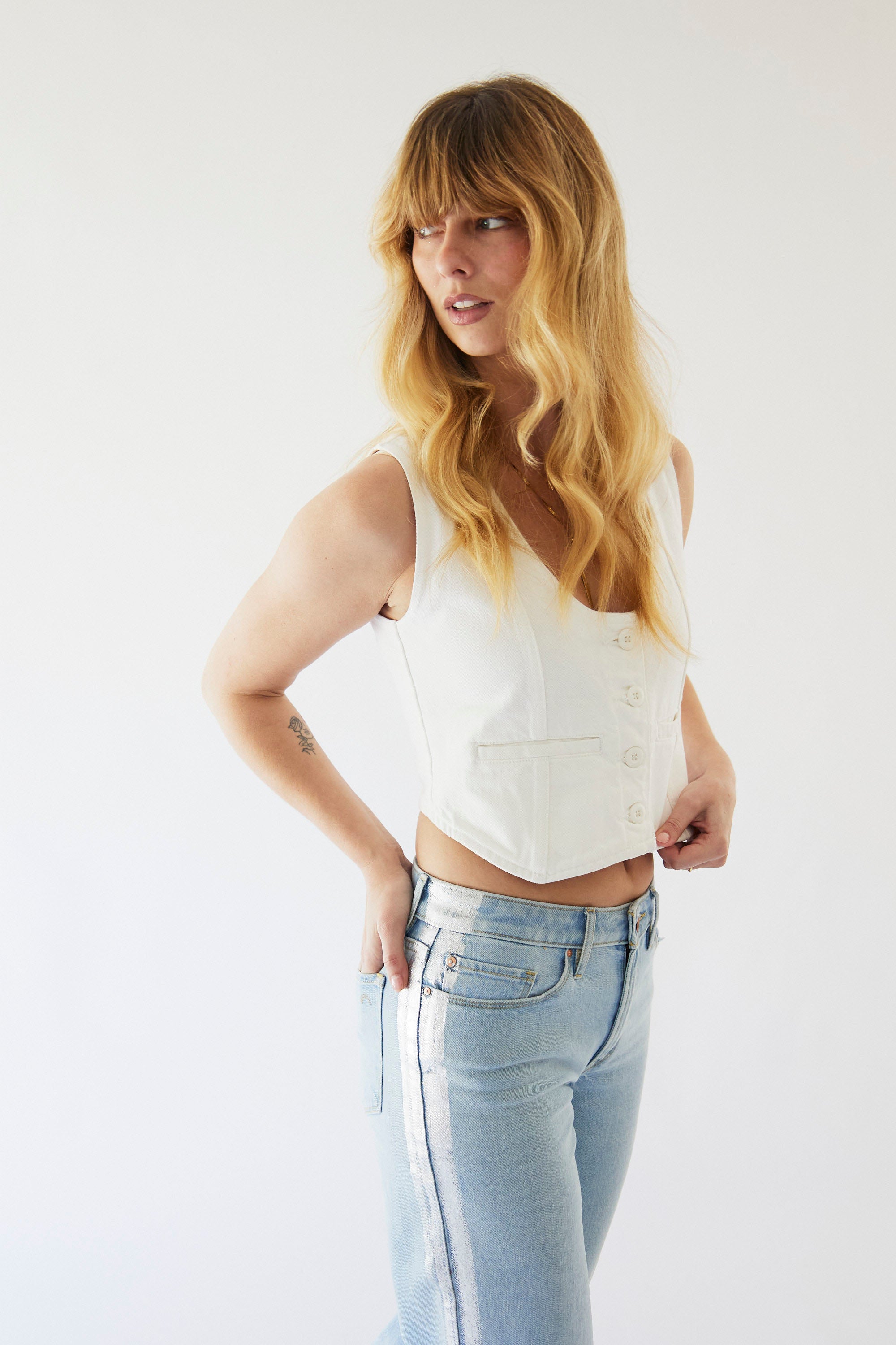 Rebel Wide Leg In Noa Wash w/ Silver Tuxedo Stripe