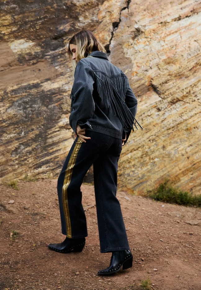 Black Denim Fringe Jacket
