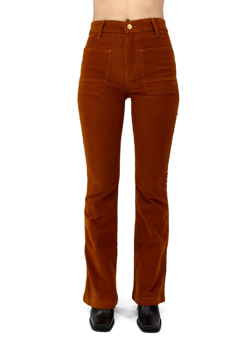 The Wanderer Flare Corduroy Jeans in Whiskey by Porter Blue Apparel - Ethically made jeans