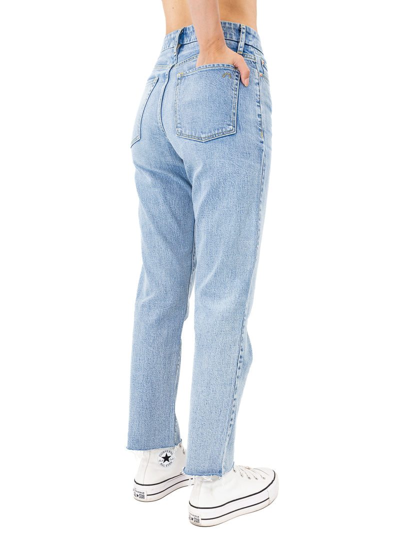 The Rebel Straight Ethically Made Jeans in Eden by Porter Blue Apparel made with Organic Cotton- Back pocket view