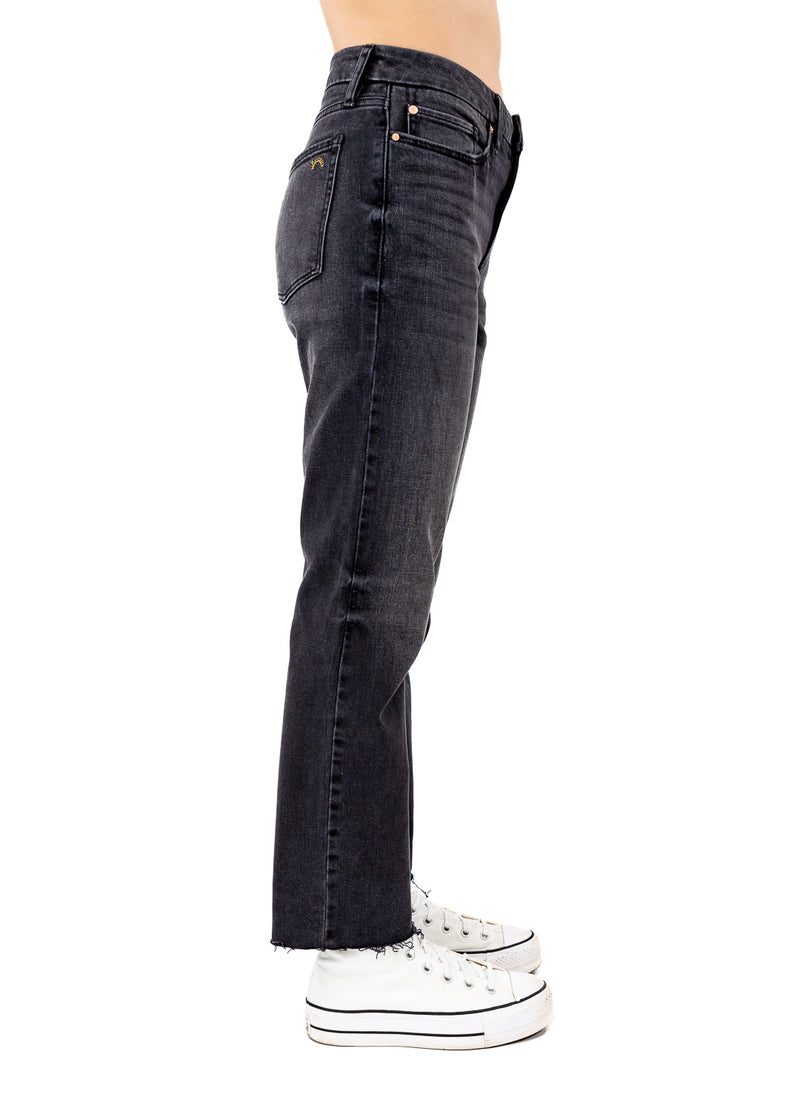 The Rebel Straight Sustainable Jeans in Coal made with Organic Cotton by Porter Blue Apparel - Side View