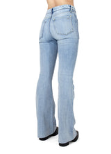 Porter Blue Apparel ethically made denim Wanderer Flare in Gracie jeans back view