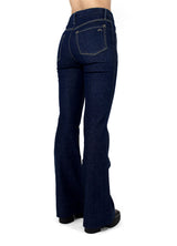 Porter Blue Apparel ethically made denim Wanderer Flare in Rinse jeans back view